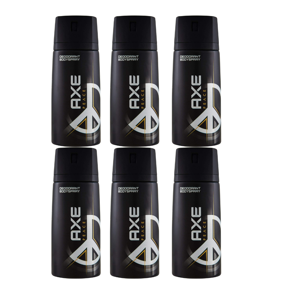 6 x AXE (LYNX) Peace 150ml Deodorant Body Spray Free P&P