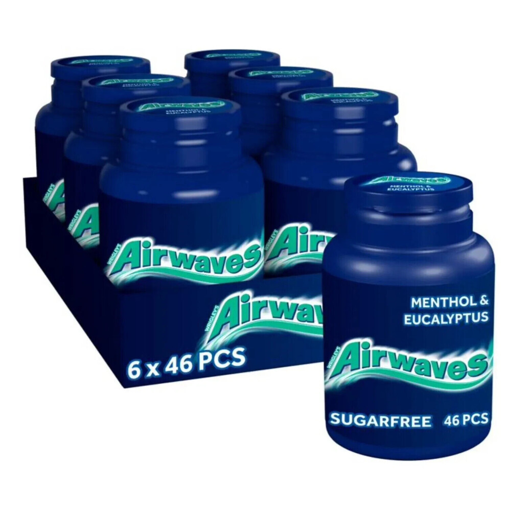 WRIGLEY'S Airwaves Menthol & Eucalyptus Chewing Gum Tubs 6 X 46 Pcs