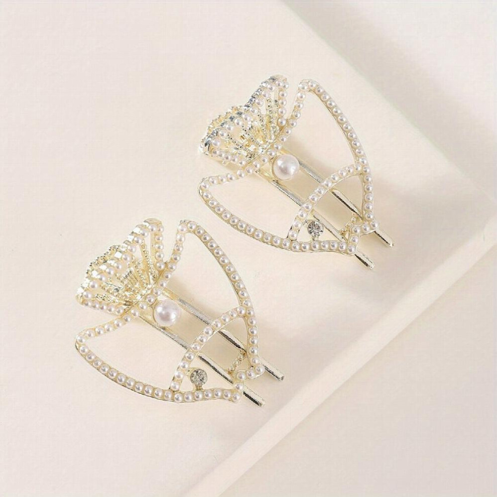 2pcs Ocean Series Hair Clip Hollow Alloy Barrette Faux Pearl Fish Shaped Hair Clip For Side Hair Bang Braids Women Girls Sweet Hair Clip-image-OPC-PC2HBYN-NEW
