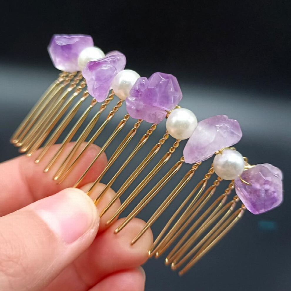 Faux Amethyst Pearl Hair Insert Comb Hair Comb Clip Headwear Hair Accessories For Women Girls-image-OPC-PC2HBYH-NEW