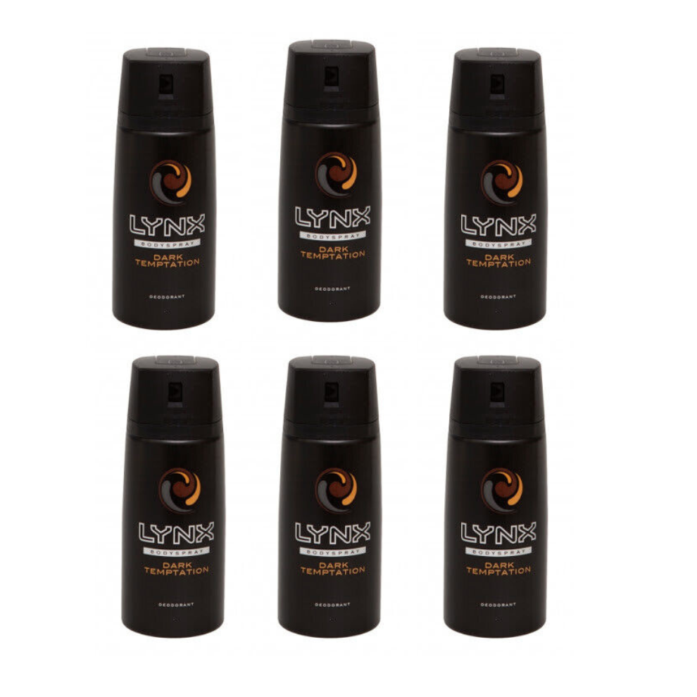 6 x 150ml Lynx DARK TEMPTATION Deodorant Spray Free 48h Tracked Delivery