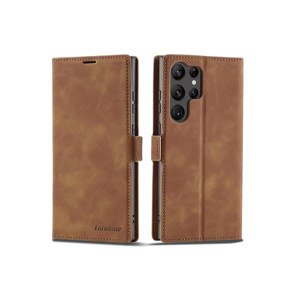 (Brown) Samsung Galaxy S23 Ultra 5G Case, Pu Leather Cover With Card Holder Stand Magnetic Shockproof Flip Wallet Case For Galaxy S23 Ultra 5G 6.8 Inc Brown 9158807050559