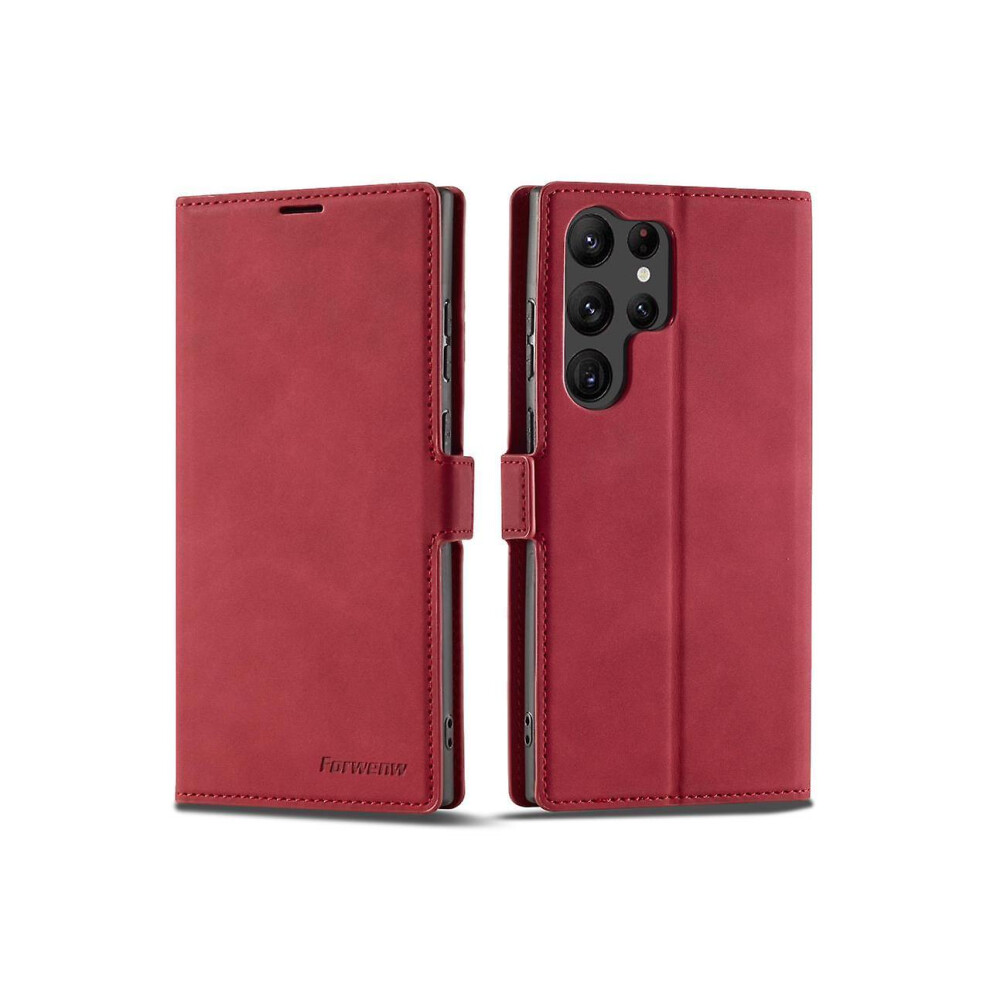 (Red) Samsung Galaxy S23 Ultra 5G Case, Pu Leather Cover With Card Holder Stand Magnetic Shockproof Flip Wallet Case For Galaxy S23 Ultra 5G 6.8 Inch Red 9158807050573