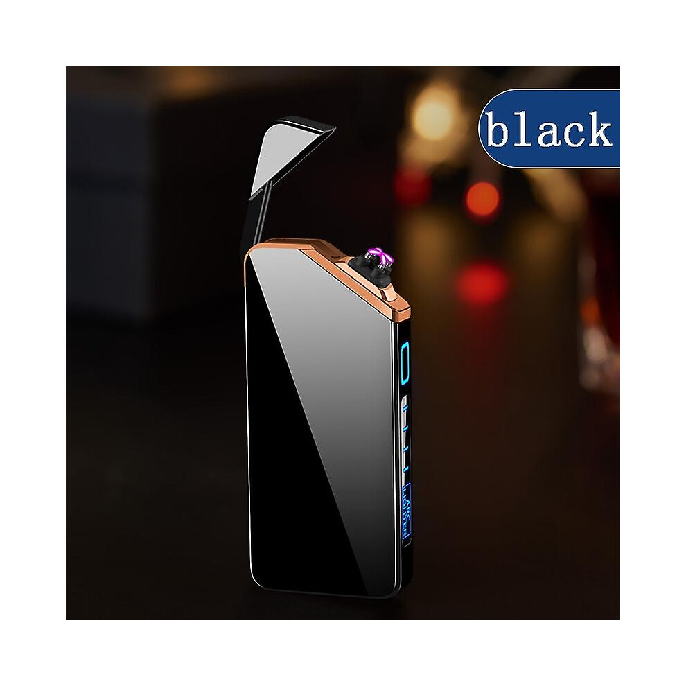 Black (Black) Dual Arc Electric Lighter Usb Rechargeable Plasma Cigarette Lighter