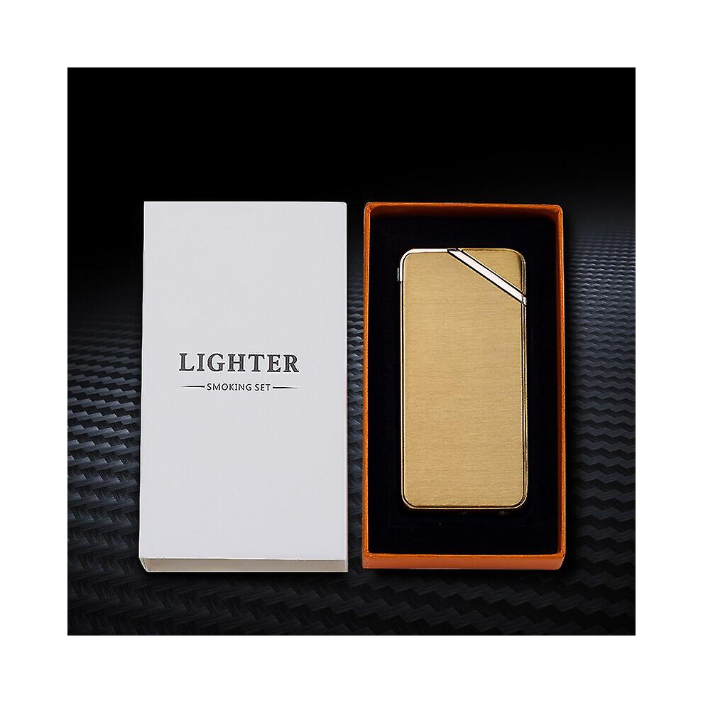 Gold ( With Box) Dual Arc Electric Lighter Usb Rechargeable Plasma Cigarette Lighter