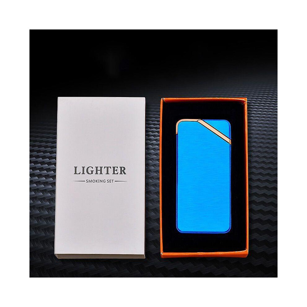 Blue ( With Box) Dual Arc Electric Lighter Usb Rechargeable Plasma Cigarette Lighter