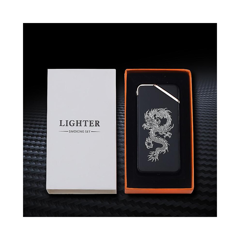 (dragon with box) Dual Arc Electric Lighter Usb Rechargeable Plasma Cigarette Lighter