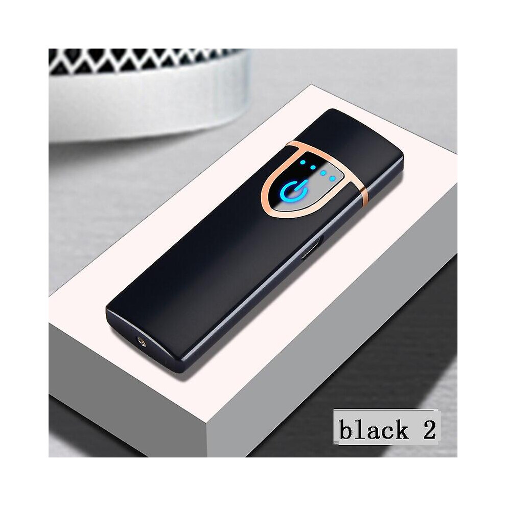(black2) Dual Arc Electric Lighter Usb Rechargeable Plasma Cigarette Lighter