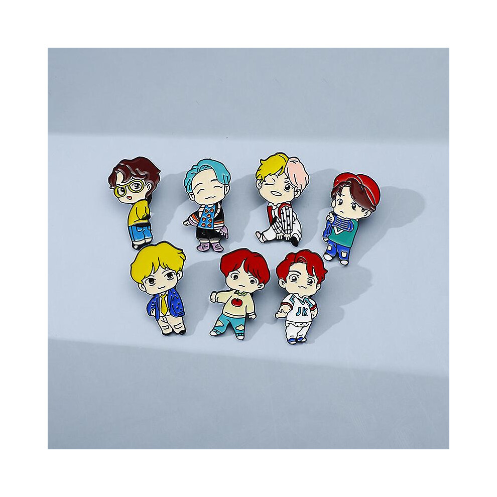 7 Pcs Kpop Bts Brooch Pins Bts Cartoon Brooch For Clothing Backpack Decoration Gift Not,Specified