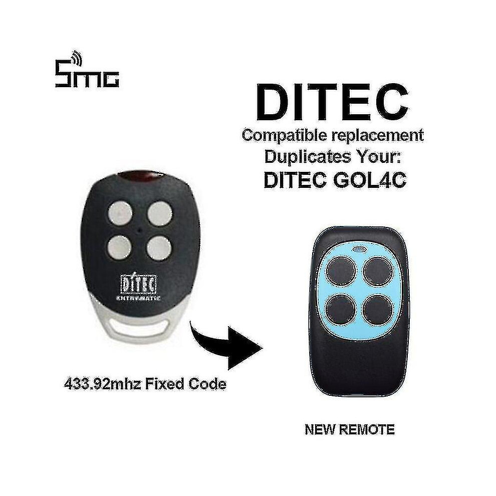 Ditec Gol4c 433.92Mhz Remote Control Copy Duplicator - For Ditec Garage Door Controls, Gate Command, Barrier Key Fob 9158807058500
