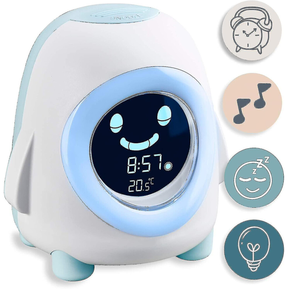 Pino Children's Alarm Clock With Night Light Music Lighting-