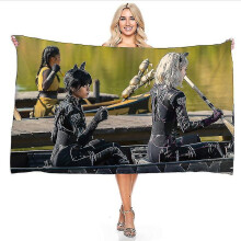 (Size 140x180cm, Wednesday Addams-4) Wednesday Addams Bathrobe Anime Movie Microfiber Bath Towel Cartoon Printed Bath Robe Winter Bathroom Beach Spa Bathing Towel