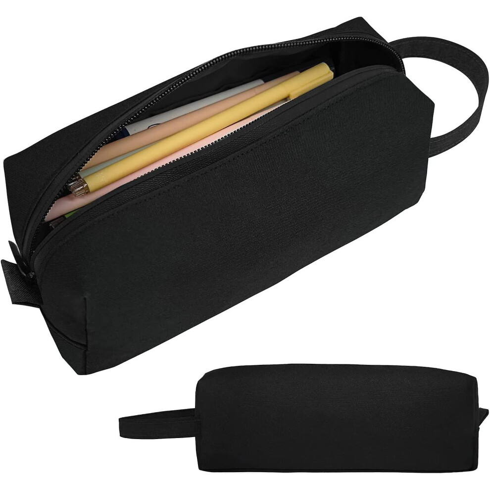(Black) Clear Pencil Case, Large Capacity Zipper Pen Pencil Bag Pouch Flower Transparent Black