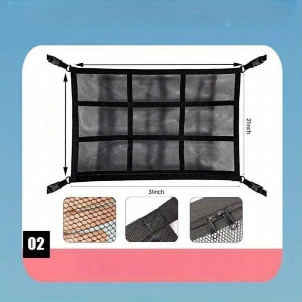 1Pc Car Storage Bag Hanging Luggage Mesh Car Roof Organizer Car Supplies Storage Hanging Bag 885682447103