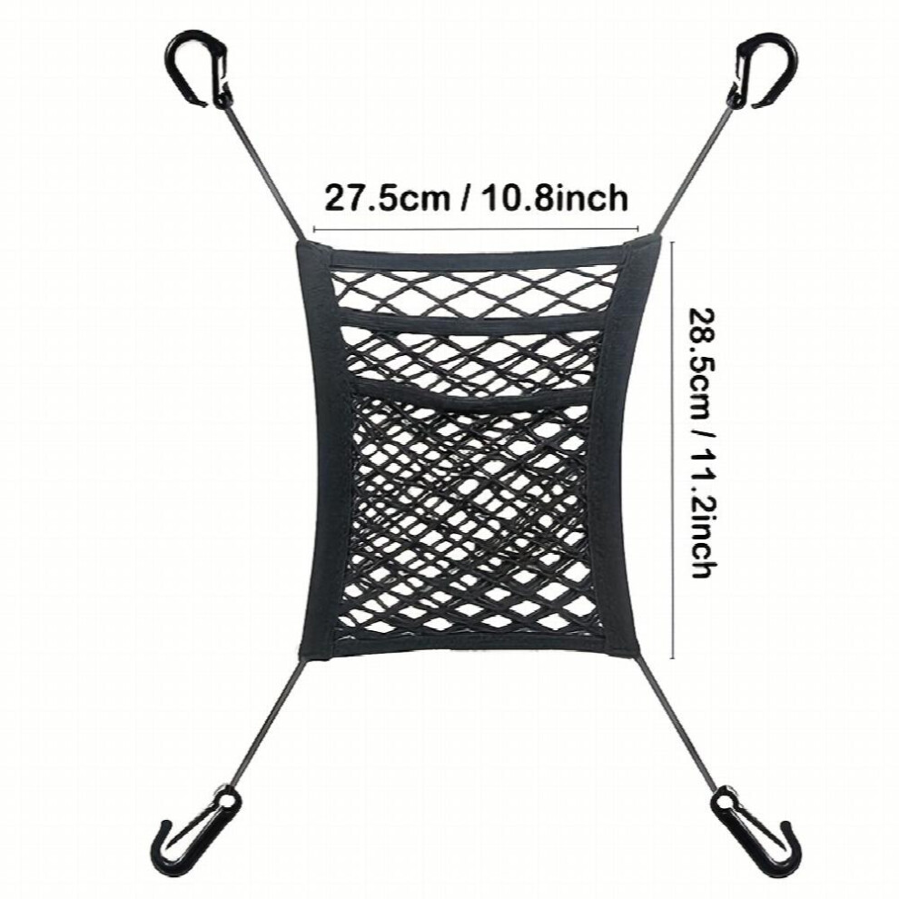 Universal Car Net Pocket Between Seats 3 Layer Car Mesh Organizer Car Seat Back Elastic Tidying Mesh Net Bag Car Net Barrier For Backseat Dogs 885682446977