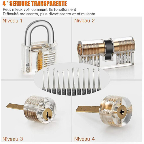 Lock Picking Kit, 26-piece Lock Picking Kit, Practice Tools With 4 Clear Locks 2