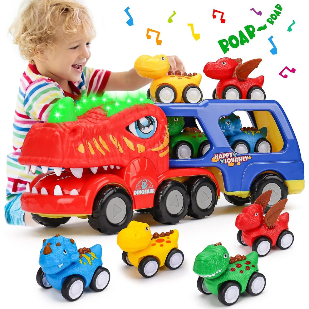 Toddler Car Toys For 1 2 3 4 Year Old Kid Dinosaur Transport Carrier Trucks Boy Toys Birthday Gifts