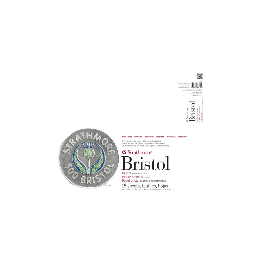 Pacon Strathmore Bristol Vellum Paper Pad 14"X17"-15 Sheets 80821