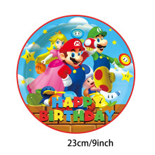 (10pcs 9in) Super Mario Birthday Party Tableware Decorations Paper Plate Tablecloths