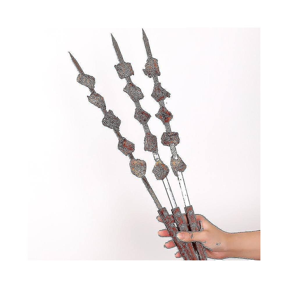 Bbq Skewer, Turkish Skewers With Wooden Handles, Stainless Steel Kebab Skewers, For Koobideh Kebab, Turkish Style Bbq