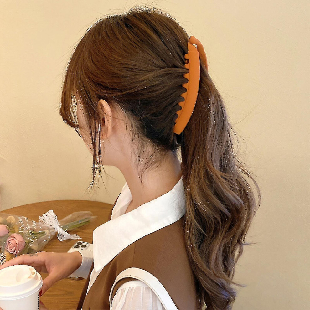 (orange) 2pcs Large Banana Clip, Big Hair Clips For Thick Hair, Non-slip Long Hair Clips Ponytail Holder Clip For Fine Hair