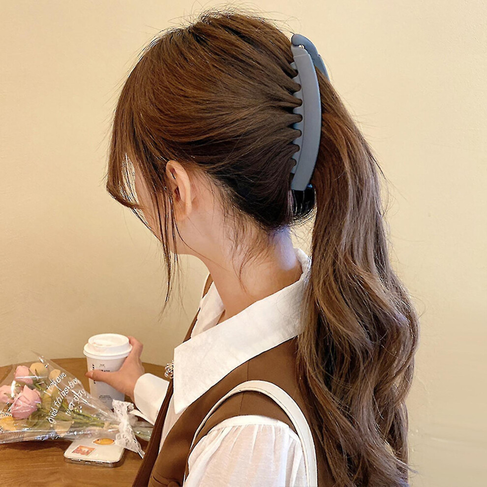 (blue) 2pcs Large Banana Clip, Big Hair Clips For Thick Hair, Non-slip Long Hair Clips Ponytail Holder Clip For Fine Hair