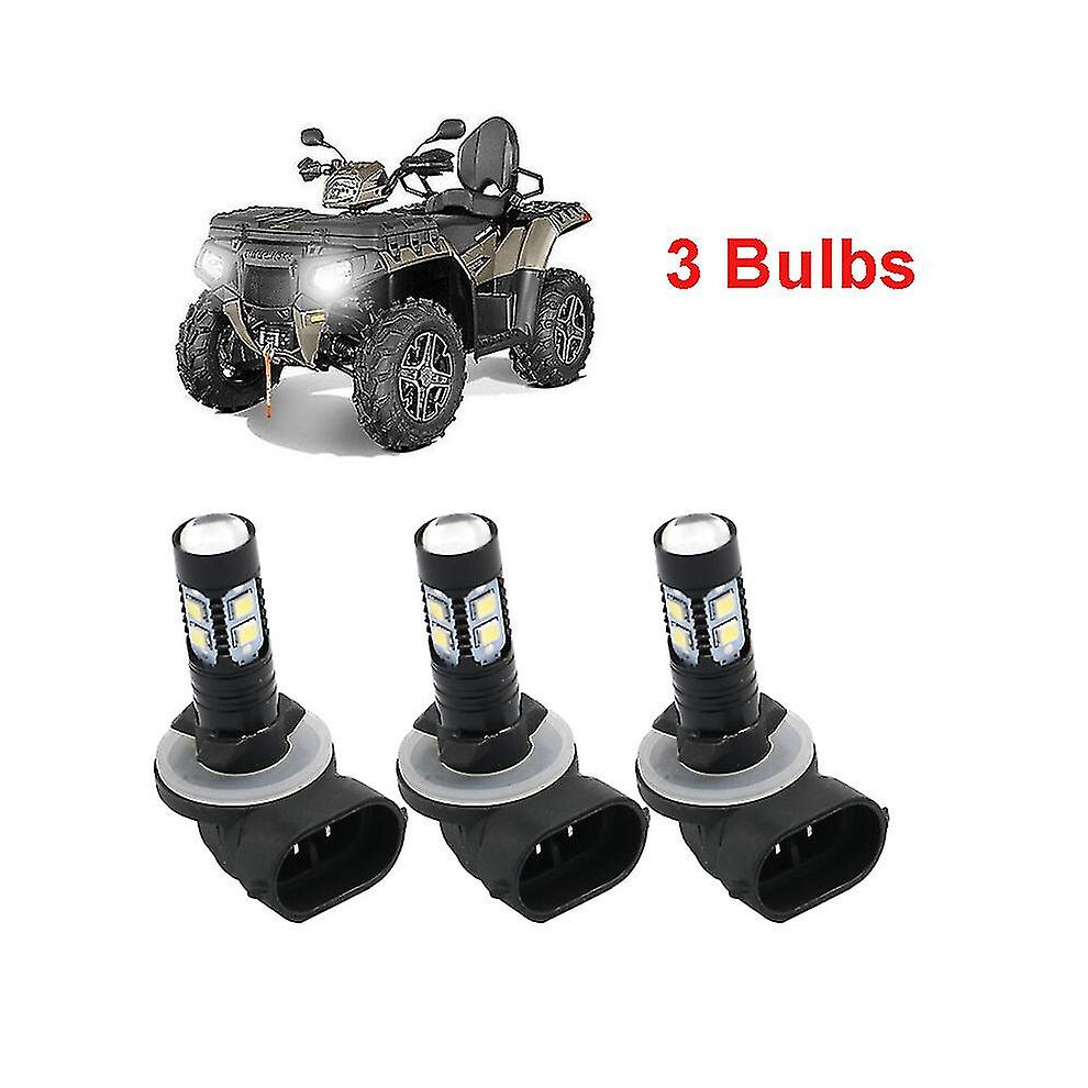 3Pcs Atv Headlight Led Bulbs 150W 3600Lm 6000K High Power Lamps For Polaris Sportsman 110 300 400 450 500 550 570 600 700 White