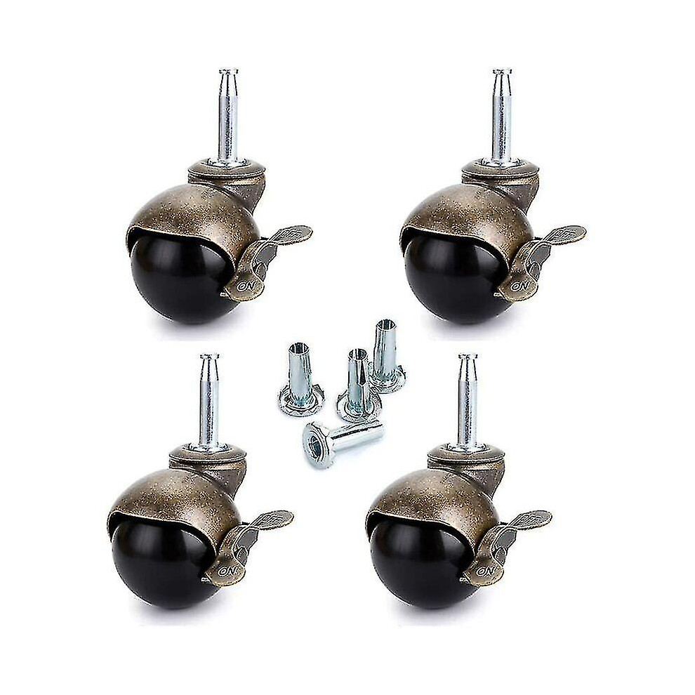 8 Pcs 40Mm Stem Swivel Casters, Furniture Caster With Brake, Nylon Caster For Office Chair, Sofa Bed, Sofa, Load Capacity 25Kg Per Caster 9158807084844