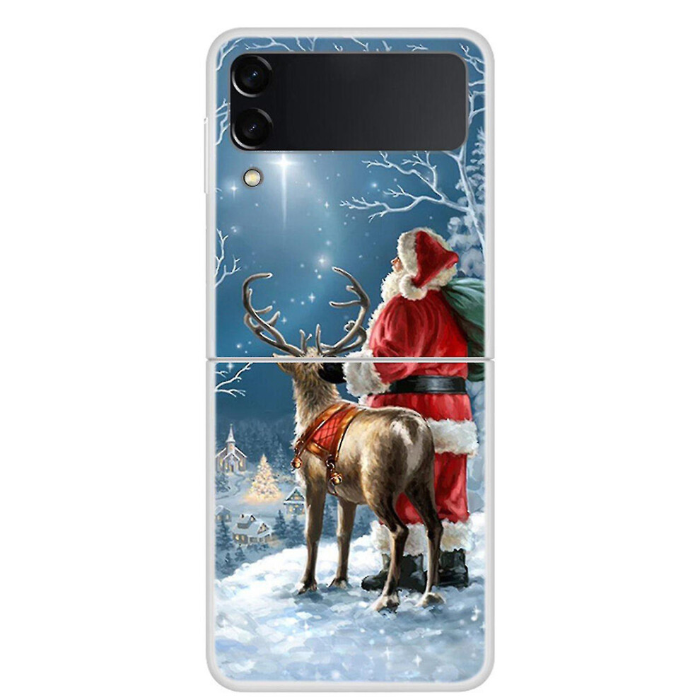 (A) Christmas Pattern Case Compatible With Samsung Galaxy Z Flip 4, Hard Pc Anti-Scratch Shockproof Cover 9158807089177
