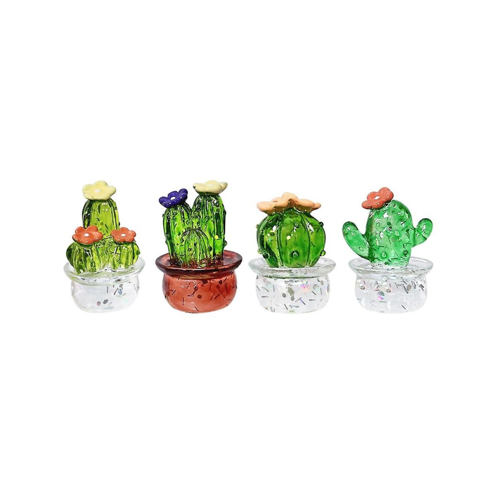 4pcs Car Inner Ornaments, Art Cactus Figurines, Home Decoration, Desktop Craft Miniature Plant Cact