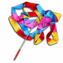 (Flame Colorful) 4M Colorful Dance Ribbon Gym Rhythmic Art Gymnastic Streamer Twirling Rod Stick
