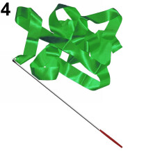 (Green) 4M Colorful Dance Ribbon Gym Rhythmic Art Gymnastic Streamer Twirling Rod Stick
