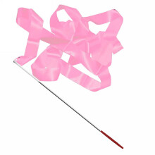 (Pink) 4M Colorful Dance Ribbon Gym Rhythmic Art Gymnastic Streamer Twirling Rod Stick