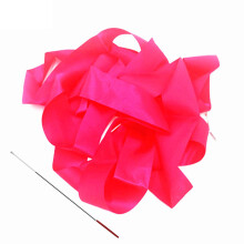(Rose Red) 4M Colorful Dance Ribbon Gym Rhythmic Art Gymnastic Streamer Twirling Rod Stick