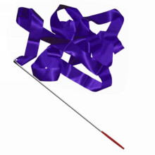 (Purple) 4M Colorful Dance Ribbon Gym Rhythmic Art Gymnastic Streamer Twirling Rod Stick
