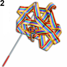 (Colorful) 4M Colorful Dance Ribbon Gym Rhythmic Art Gymnastic Streamer Twirling Rod Stick