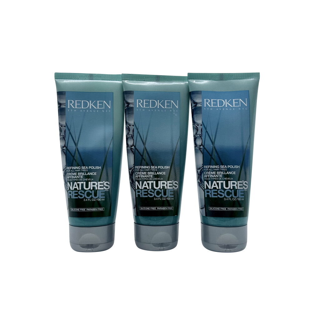 Redken Natures Rescue Refining Sea Polish 3.4 OZ All Hair Types Set of 3