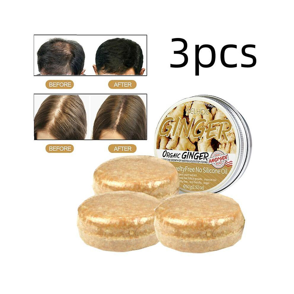3x Organic Ginger Hair Regrowth Shampoo Bar Promotes Hair Growth 2023 Upgrade