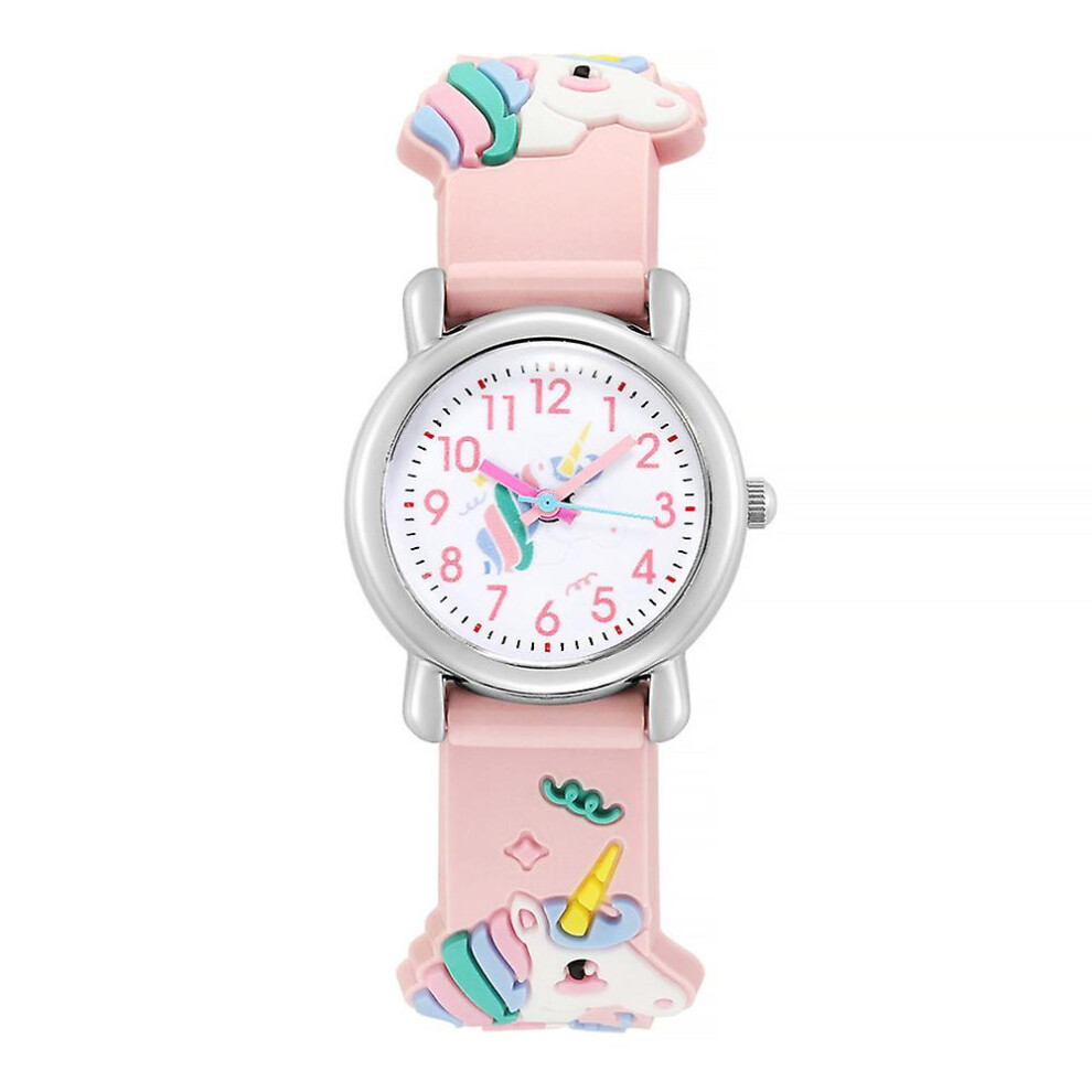 (Pink) Kids Girls Cartoon Unicorn Watch Quartz Watch Wrist Watch Pink