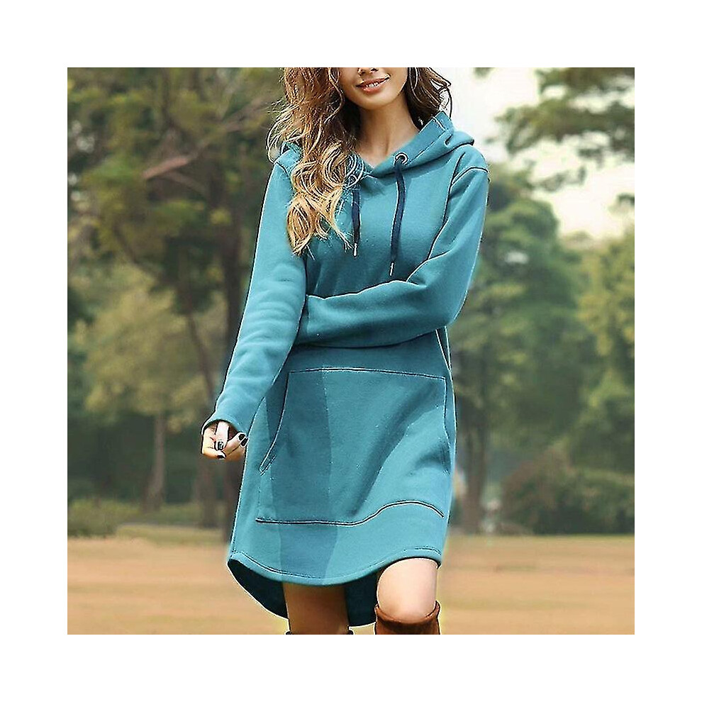 (, 3XL) Women Oversized Hooded Sweatshirt Hoodie Dress Pullover Jumper Long Top Green