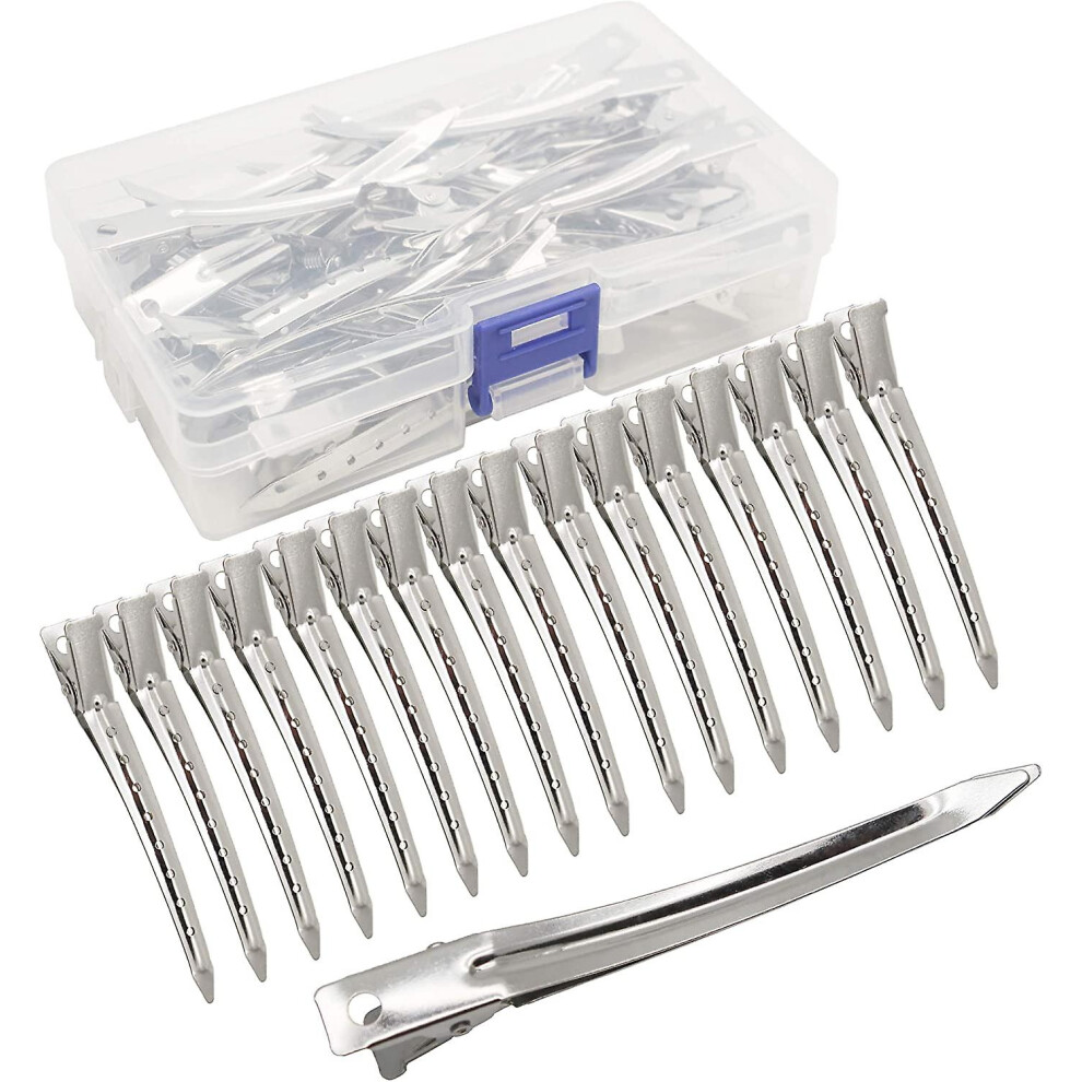 Unisex 40 Pcs Duck Bill Hair Clips Hair Sectioning Clips Hairdressing Clips Metal Alligator Clips Pin Curl Clips With Holes, 3.5 Inch Professional Sectioning