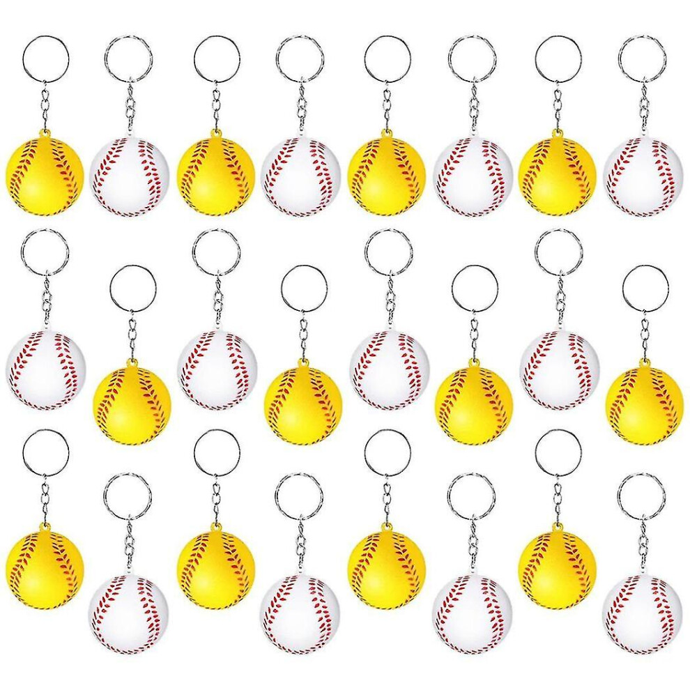 24 Pack Baseball Keychains,Mini Baseball Stress Ball Keychains,Sports Ball Keychain,School Carnival 9158807103668