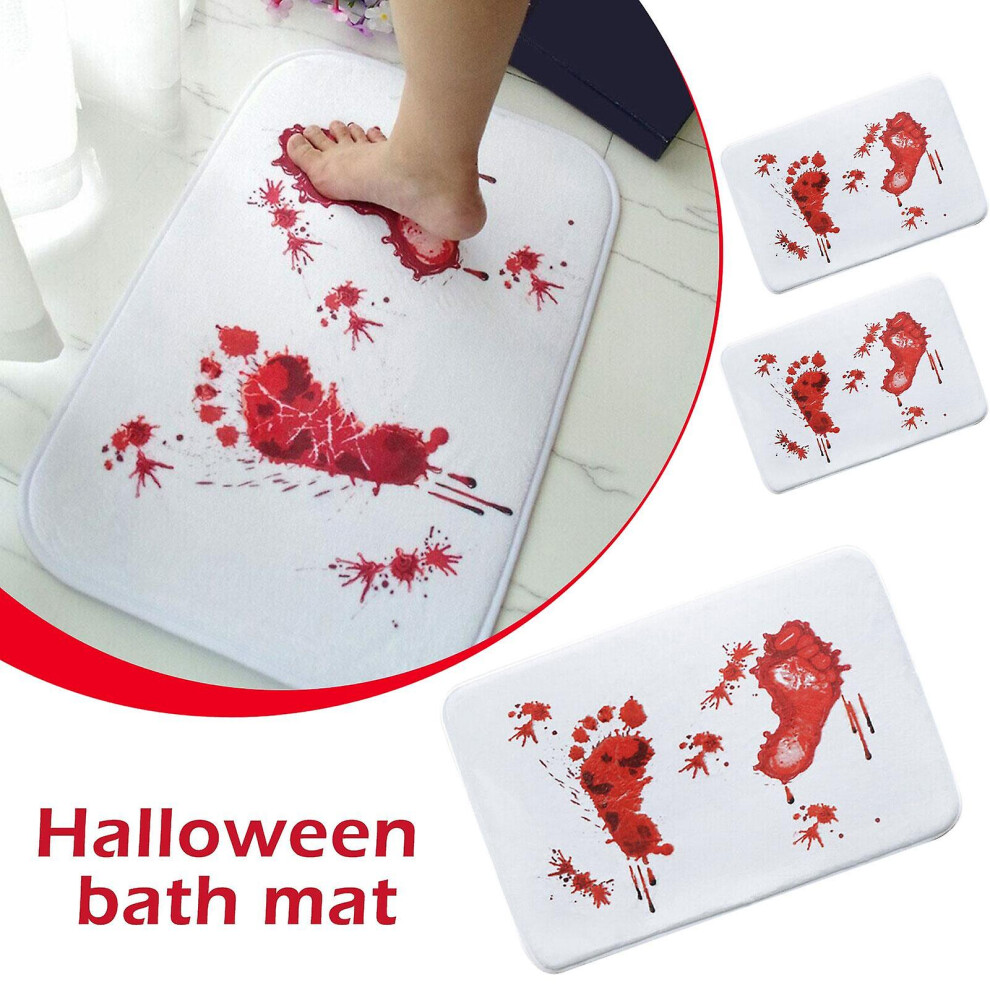 Halloween Bath Mat Bloody Footprint Scary Blood Bathroom Floor Pads Washable
