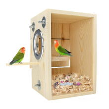 Srbtv-bird Nest Box Parakeet Breeding Nest Box Bird Nest House Wooden Acrylic Transparent Breeding Box For Finch Lovebirds Cockatiel Budgie Conure Par