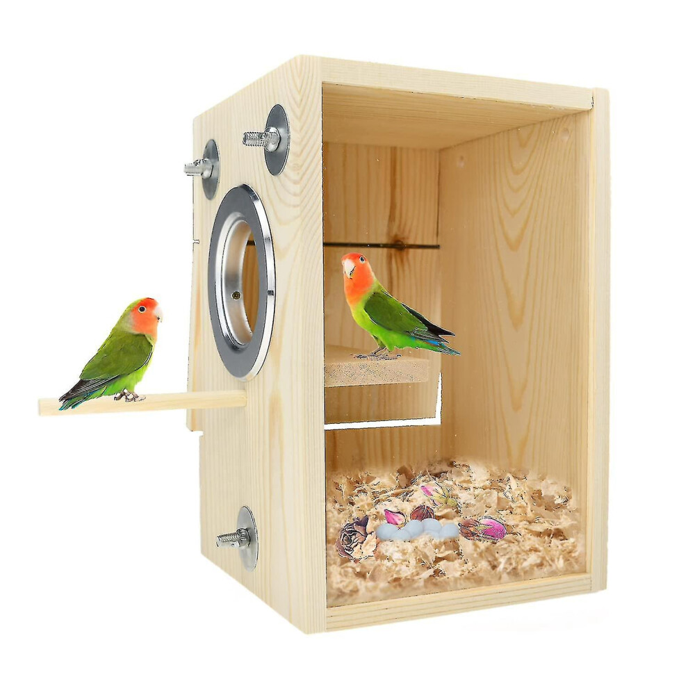 New Srbtv-Bird Nest Box Parakeet Breeding Nest Box Bird Nest House Wooden Acrylic Transparent Breeding Box For Finch Lovebirds Cockatiel Budgie Conure Par