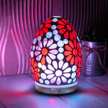 Egg Shaped Humidifier Ultrasonic Mist Vaporiser Pink Flower Stained Glass Look