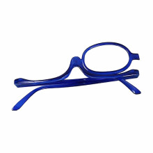 (Transparent Blue, Glasses Power 200) Clear Make Up Glasses Flip Down Magnifying Makeup Reading Glasses Folding Eyeglass Cosmetic Presbyopicr