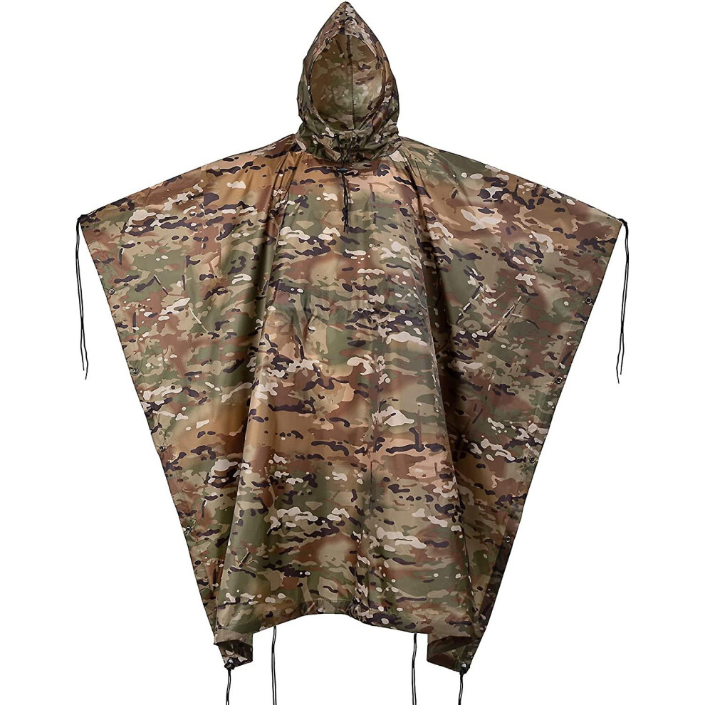 (Ocp (Upgraded)) Military Rain Poncho, Camouflage Rain Coat Outdoor Waterproof Lightweight-image-OPC-PDSNC78-NEW