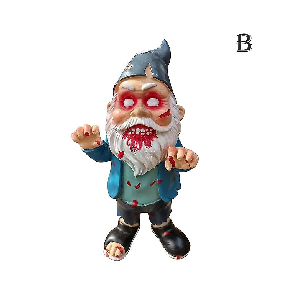(B) Horror Movie Garden Gnomes Decoration Outdoor Statue Nightmare Michael Myers Jason Zombie Figurines Halloween Scary Killer