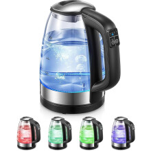 Electric Kettles, Temperature Control Kettle, Glass Kettles Electric with 5-Color LED, Keep Warm, Anti-Dry, Automatic Shutdown, 2200W Fast